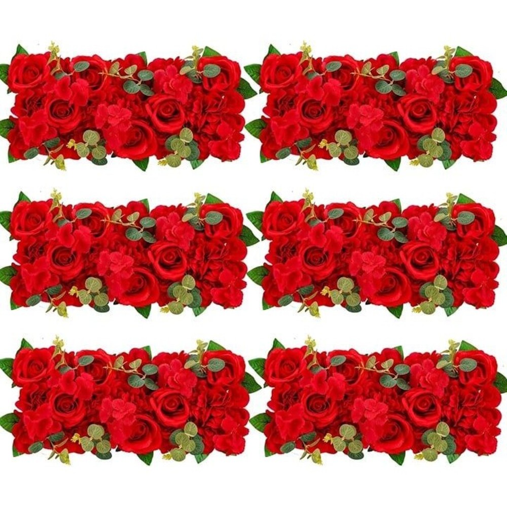 Table Flower Centerpieces Silk Red Rose Arch Decor Flower Wall Panels Dining 6pc
